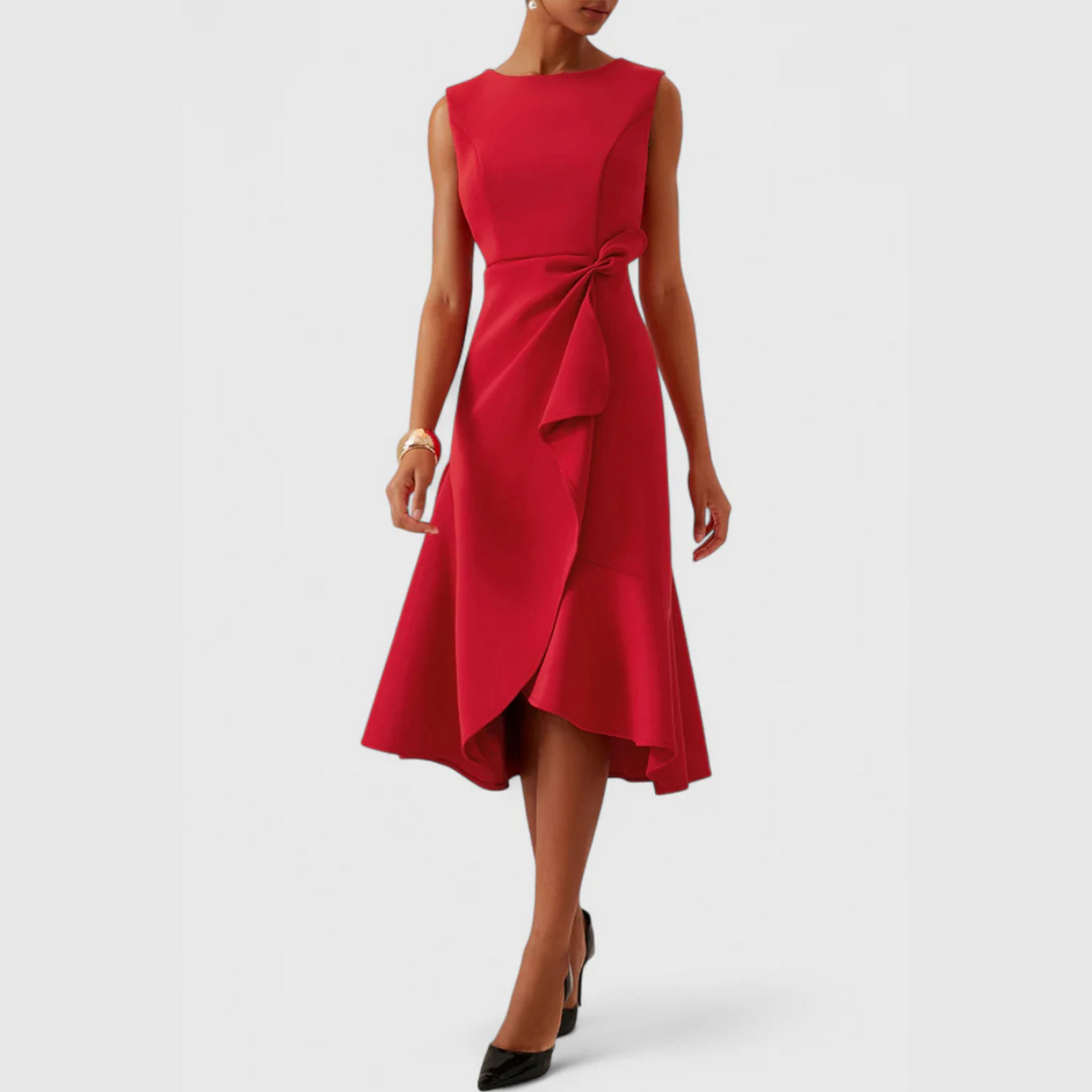Evie | Draped Asymmetric Midi Dress