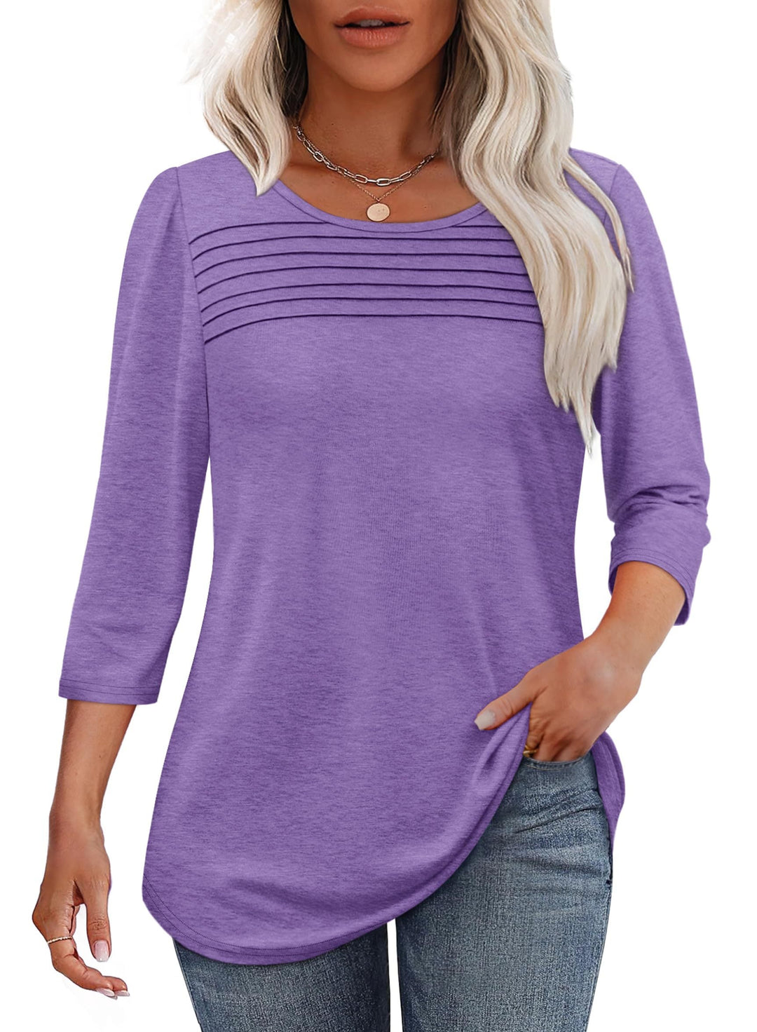 Aspen | Pleated 3/4 Sleeve Top