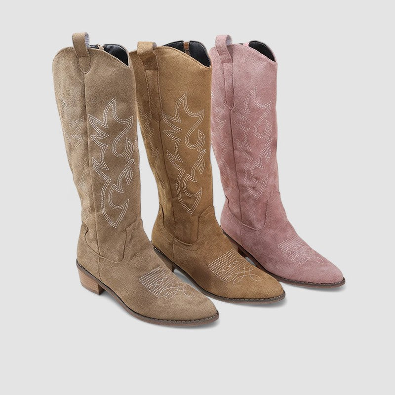Roberta – Embroidered Western Knee-High Boots