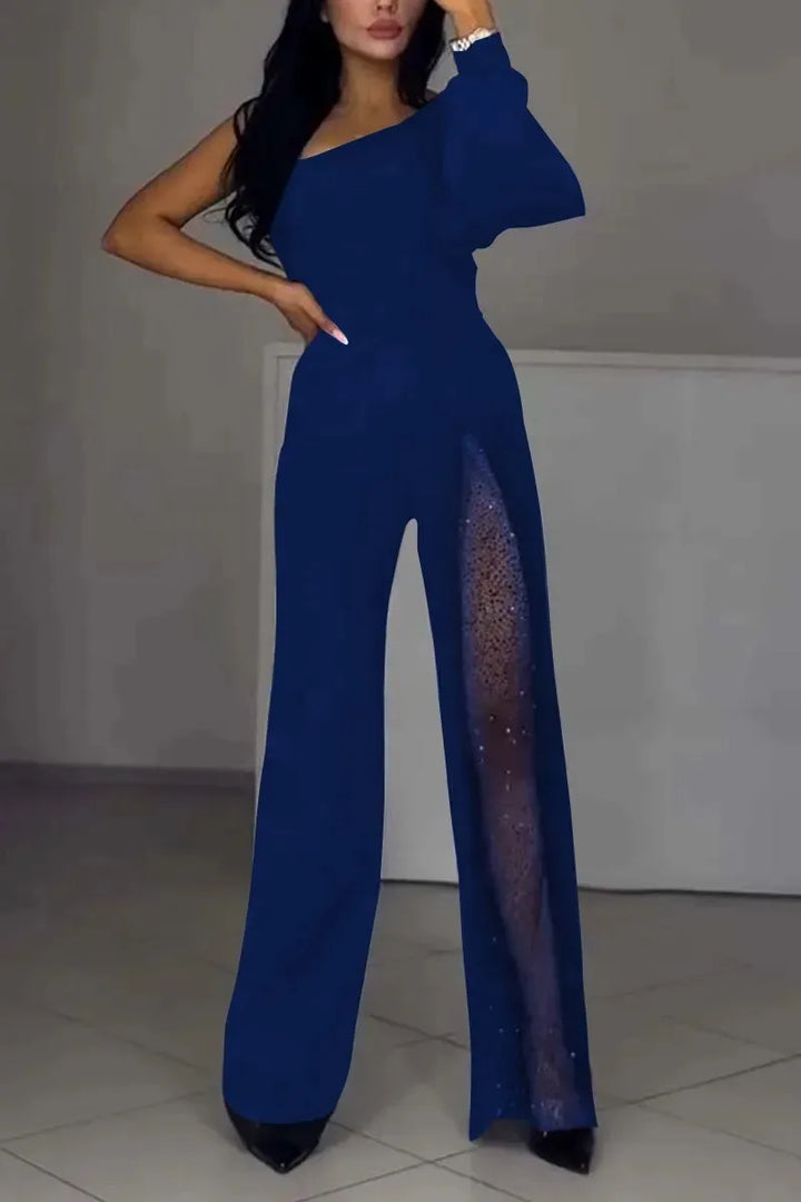Clemency – Mesh Panel Wide-Leg Jumpsuit
