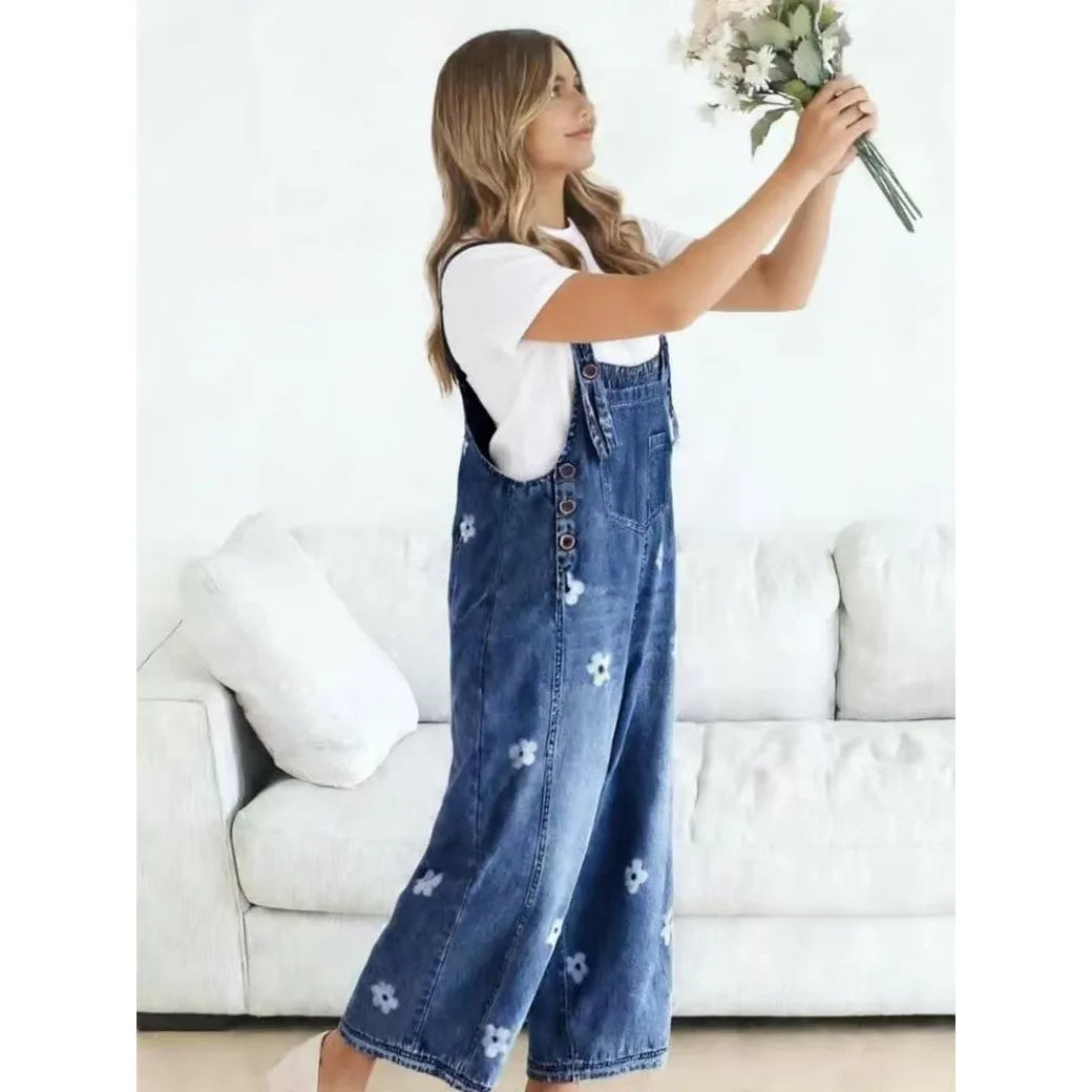 Imogen – Floral Denim Dungaree Dungarees