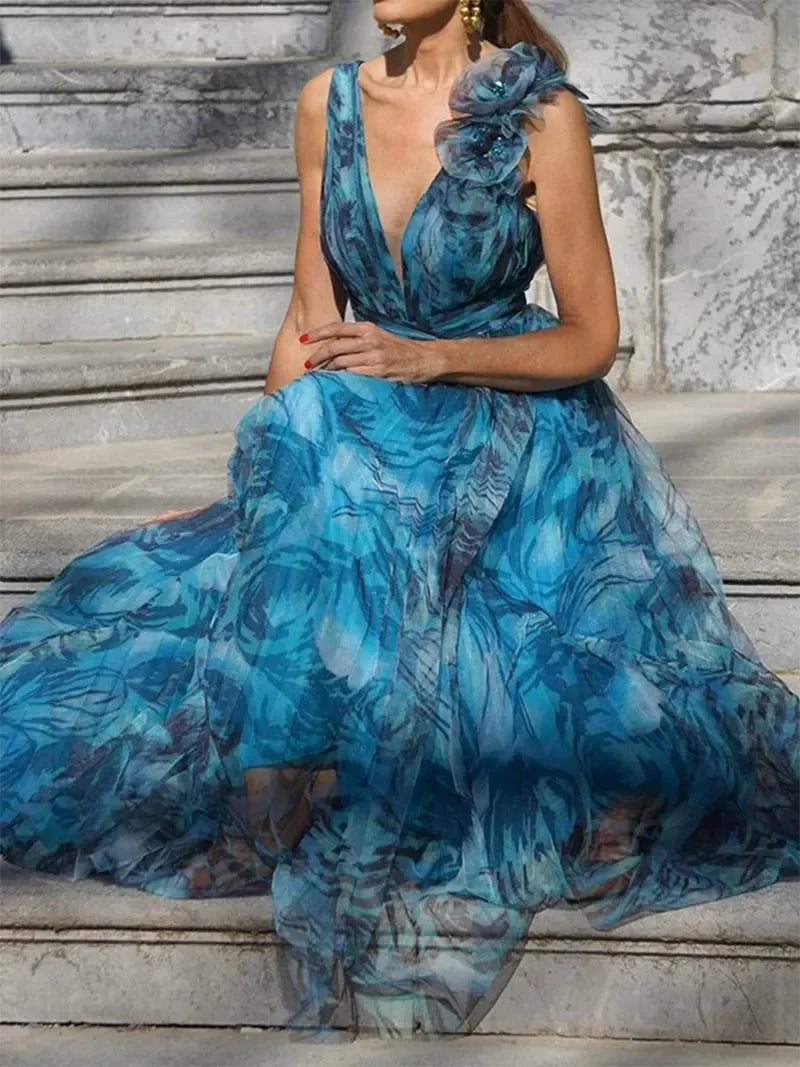 Kamila | Peacock Blue Maxi Dress