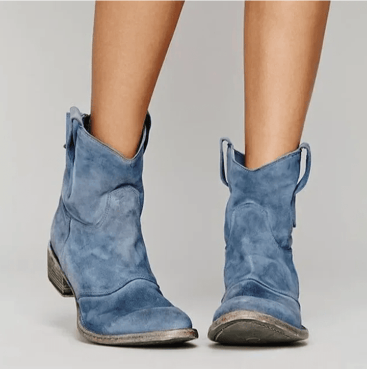 Pamela – Suede Western Ankle Boots