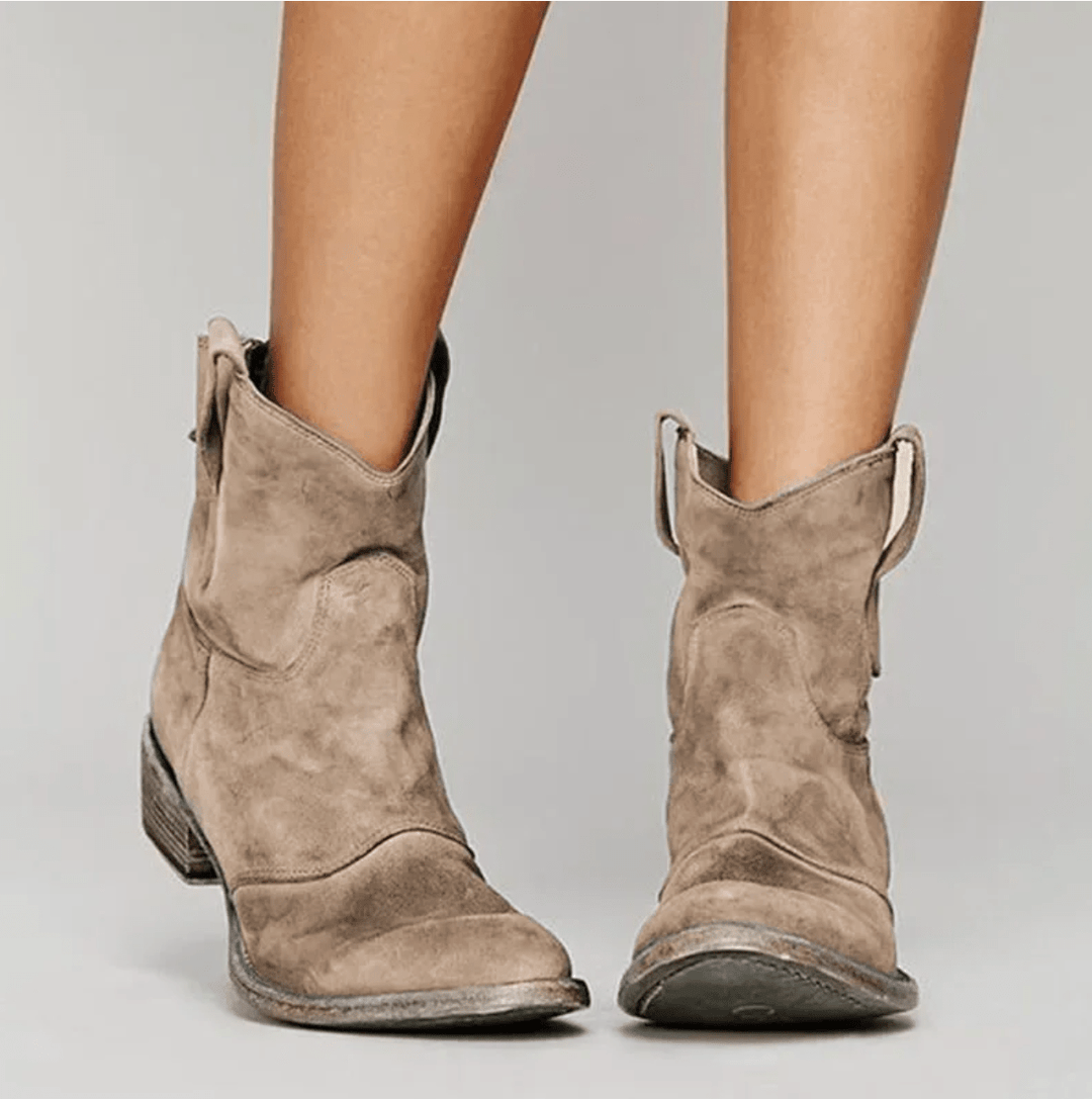 Pamela – Suede Western Ankle Boots
