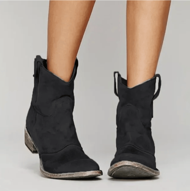 Pamela – Suede Western Ankle Boots