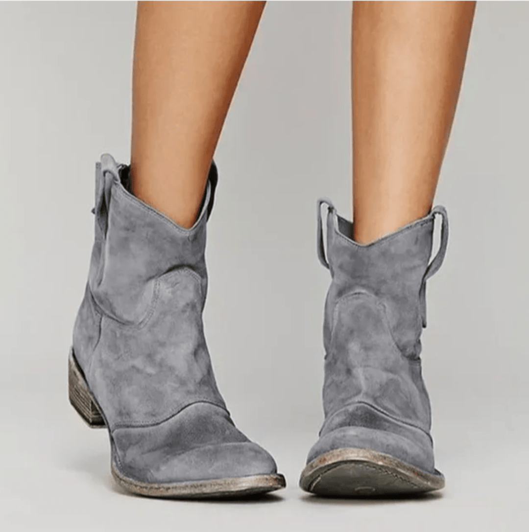 Pamela – Suede Western Ankle Boots