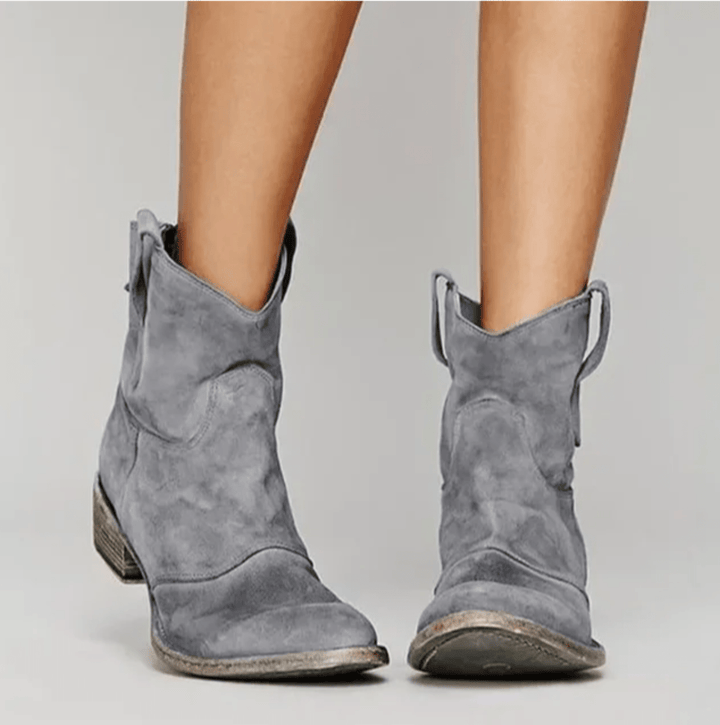 Pamela – Suede Western Ankle Boots