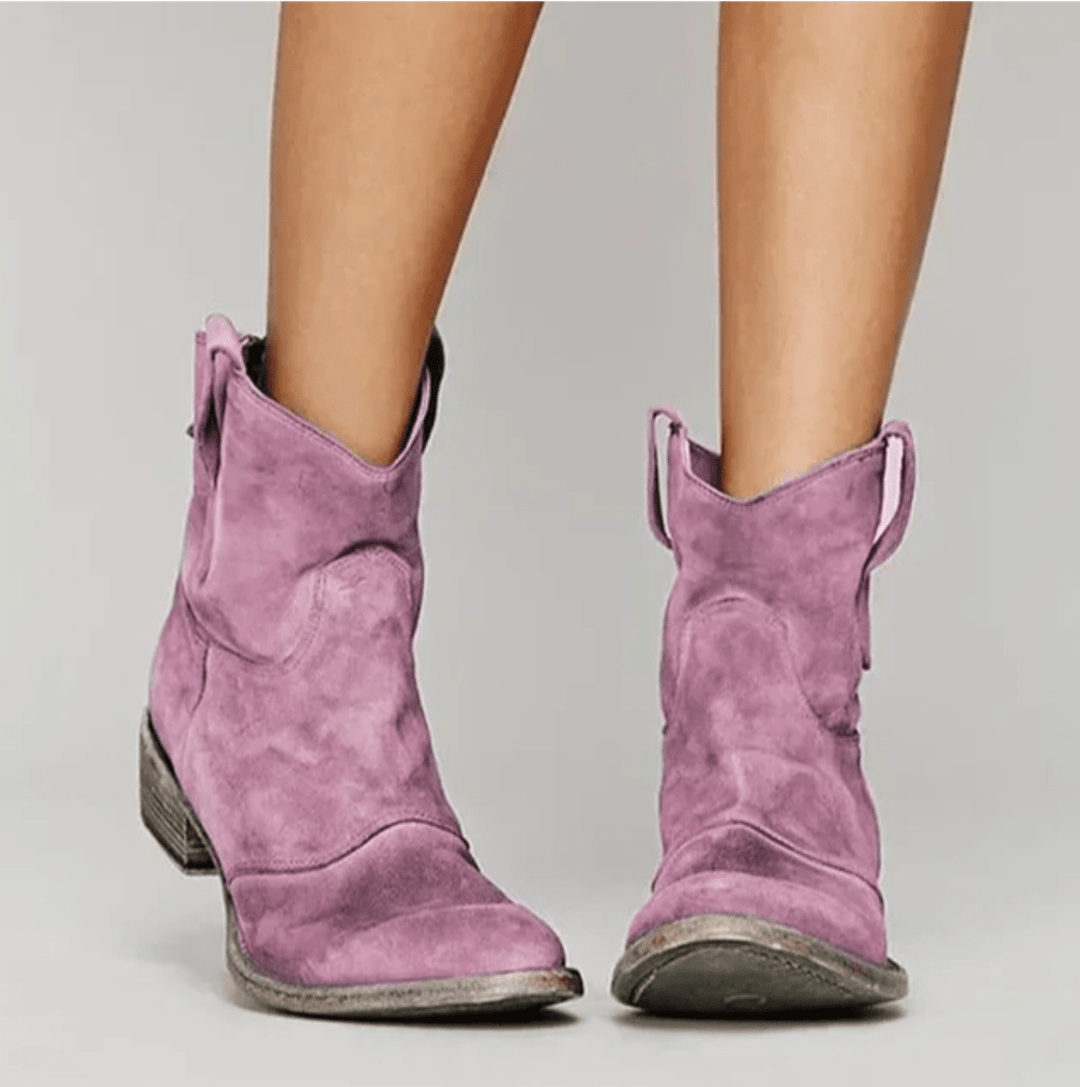 Pamela – Suede Western Ankle Boots