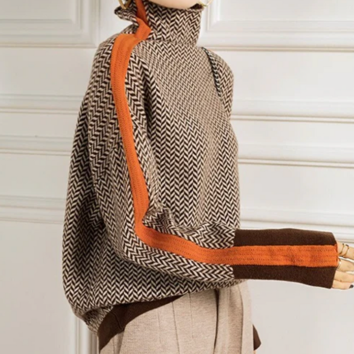 Zara – Herringbone Turtleneck Knit Jumper