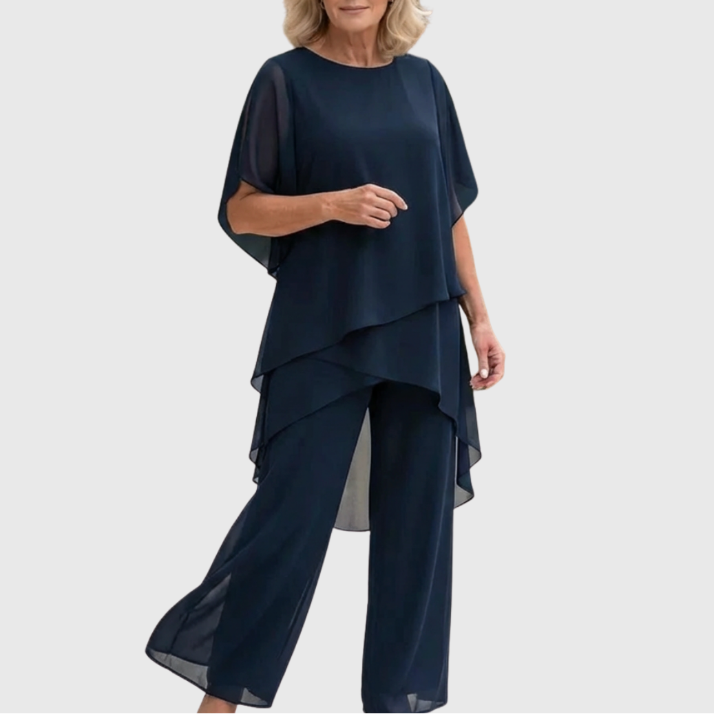 Keelin | Suit with Draped Palazzo Trousers