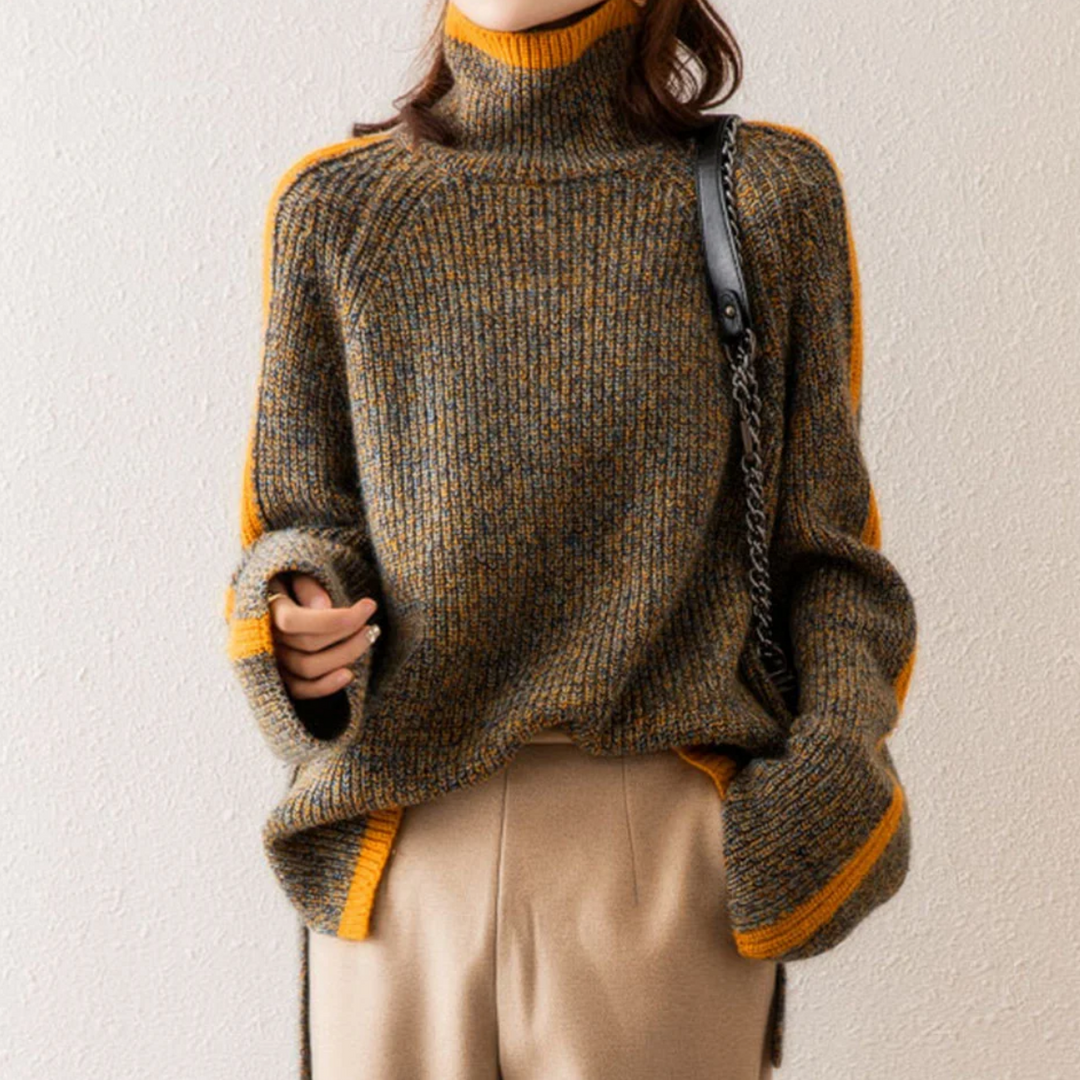 Marlene – Turtleneck Contrast Trim Knit Jumper