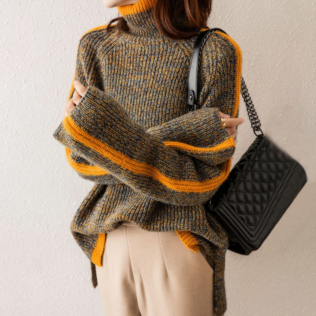 Marlene – Turtleneck Contrast Trim Knit Jumper