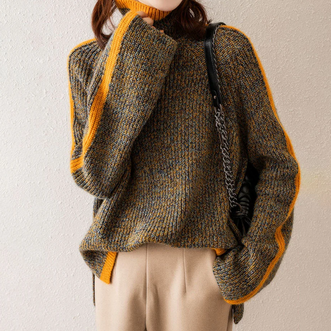Marlene – Turtleneck Contrast Trim Knit Jumper