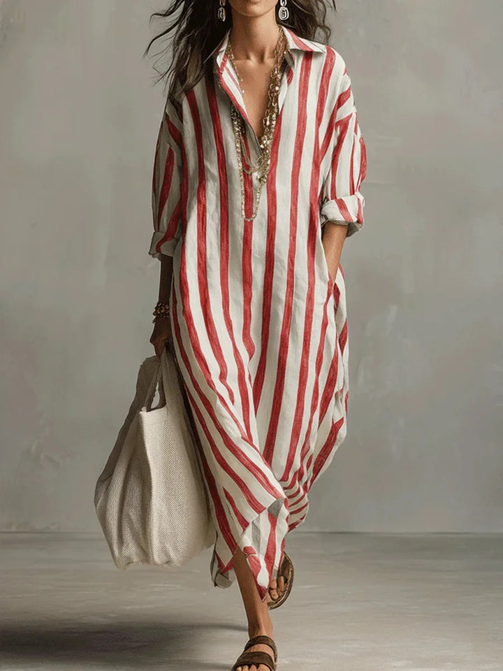 Clemency – Striped Relaxed Shirt Midi Dress