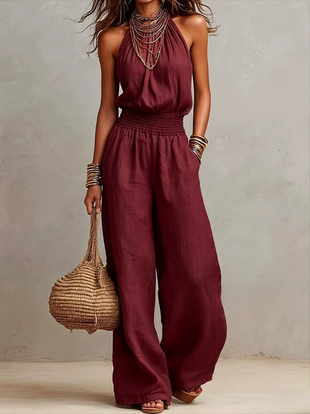 Audrey – Halter Neck Wide-Leg Jumpsuit