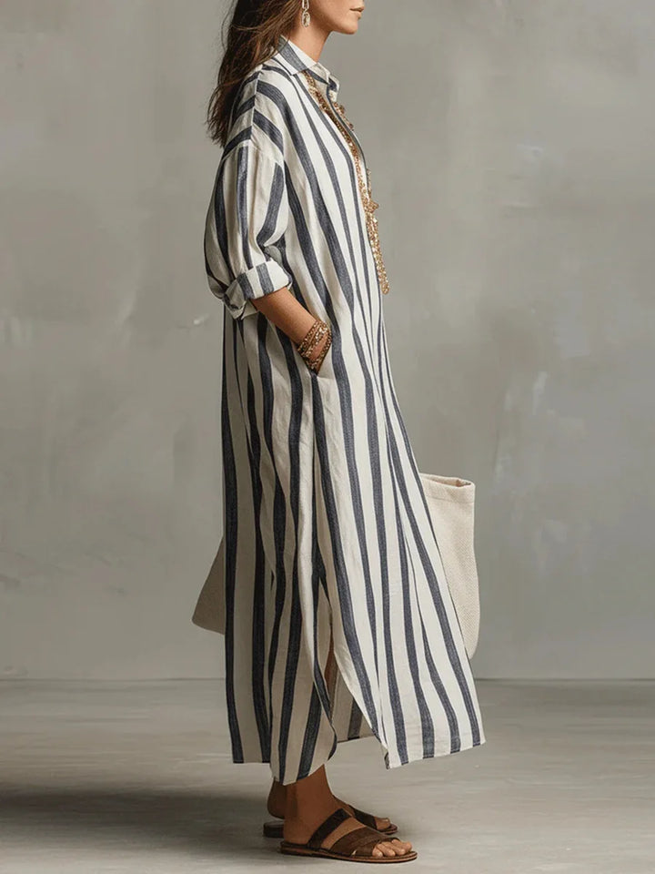 Clemency – Striped Relaxed Shirt Midi Dress