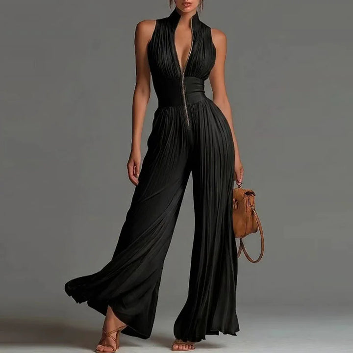 Eileen – Pleated Wide Leg Elegant Jumpsuit