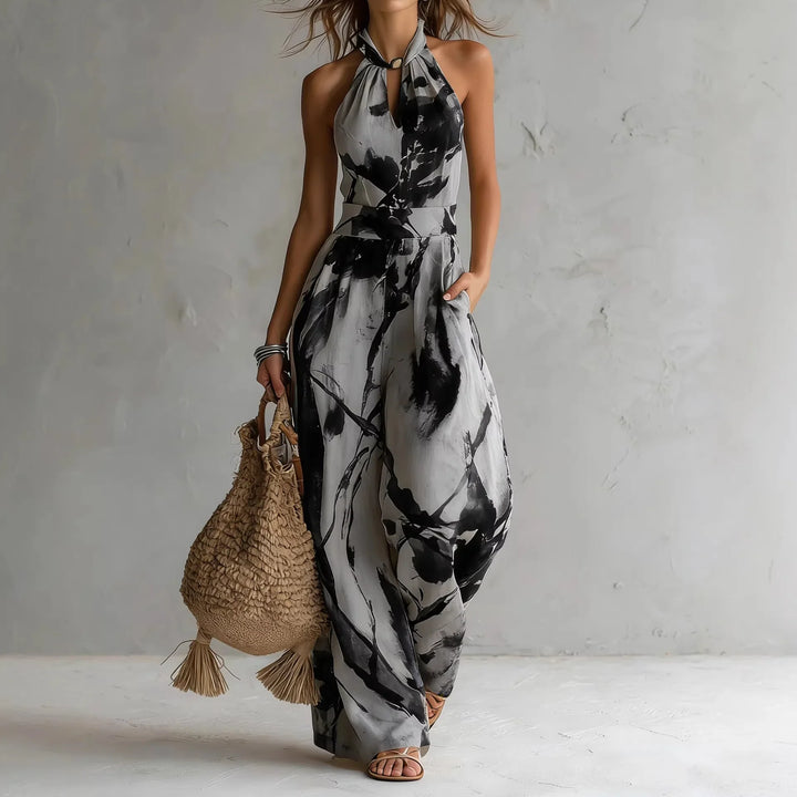 Sonia – Halterneck Wide-Leg Printed Jumpsuit