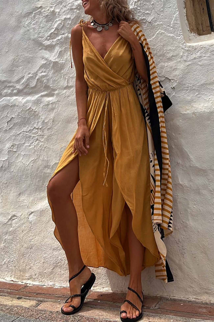 Janet – Wrap Maxi Dress with Tie Shoulders