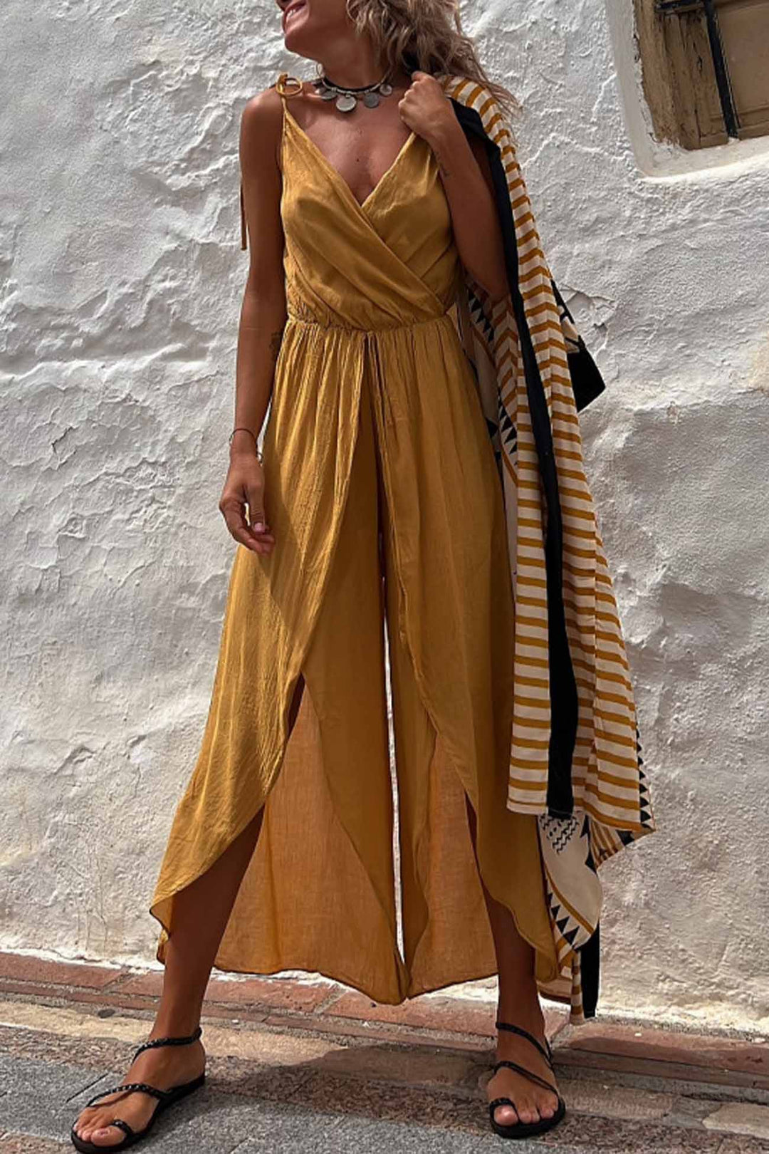 Janet – Wrap Maxi Dress with Tie Shoulders