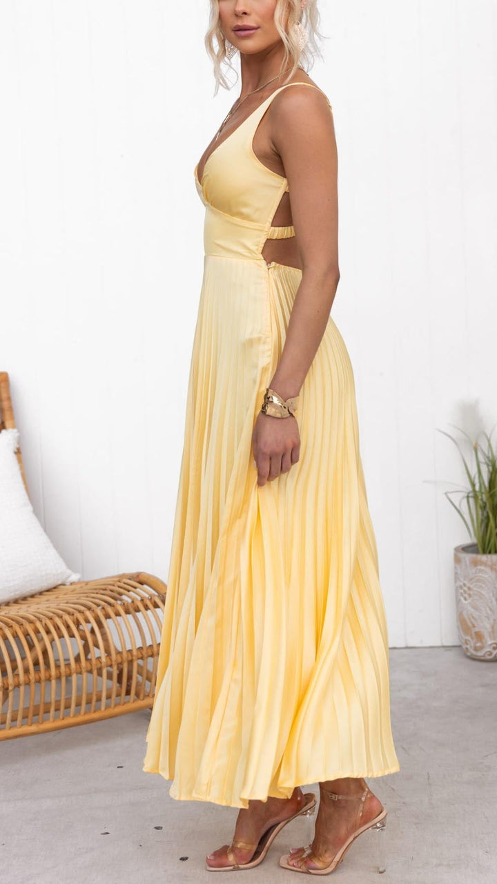 Christen | Pleated V-Neck Maxi Dress