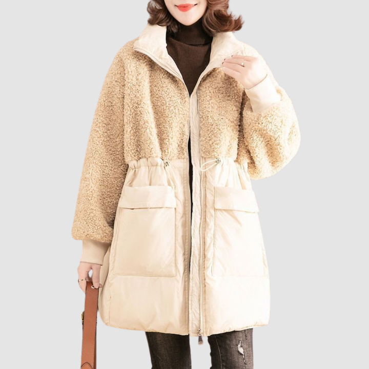 Leonora – Mixed Texture Hooded Winter Coat