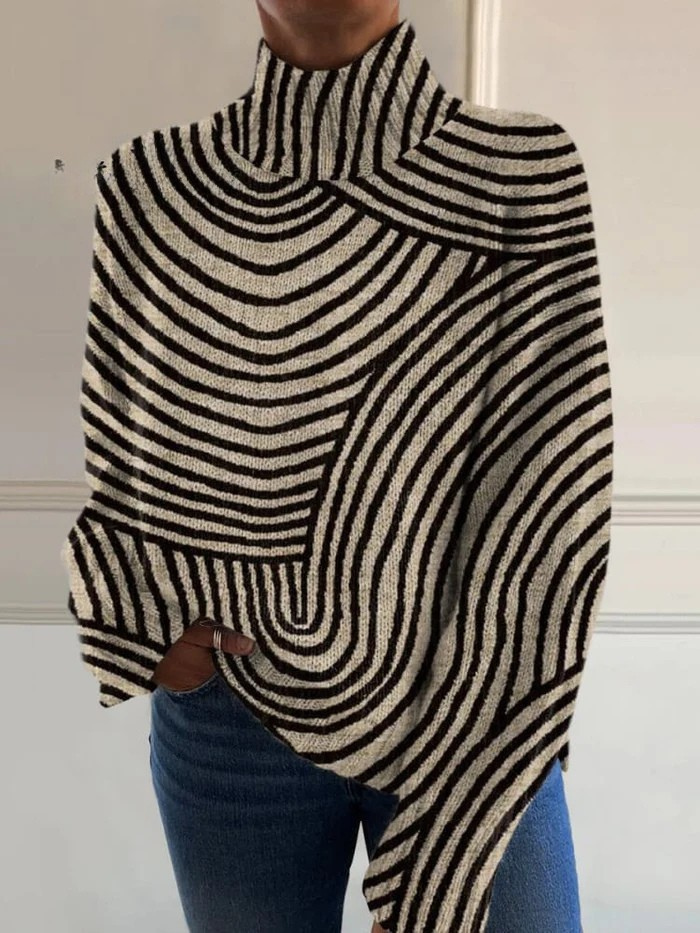 Anthea – Abstract Stripe Knit Jumper