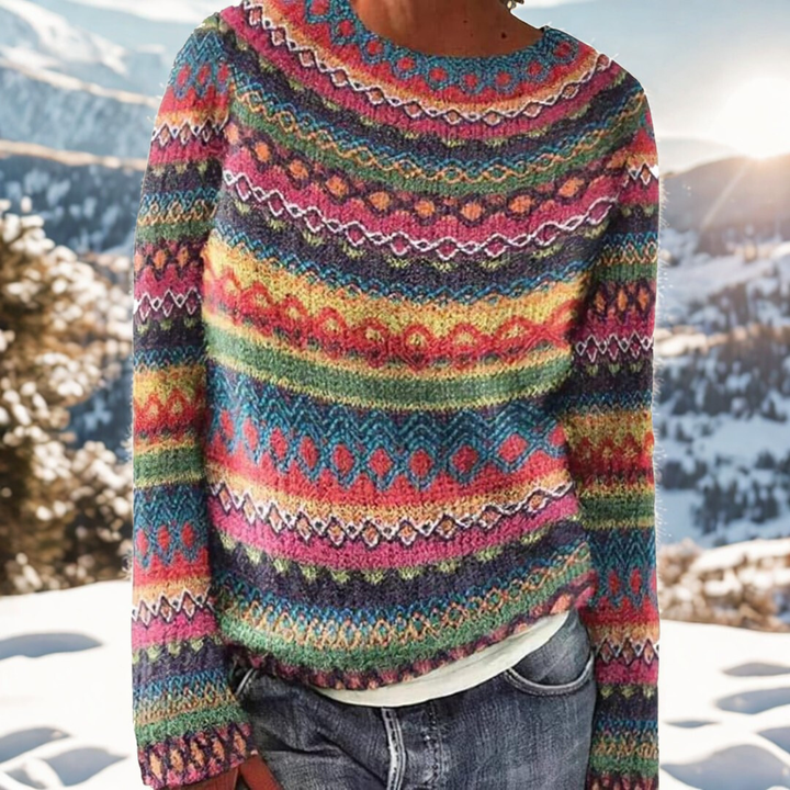 June – Boho Knit Jumper with Nordic Pattern