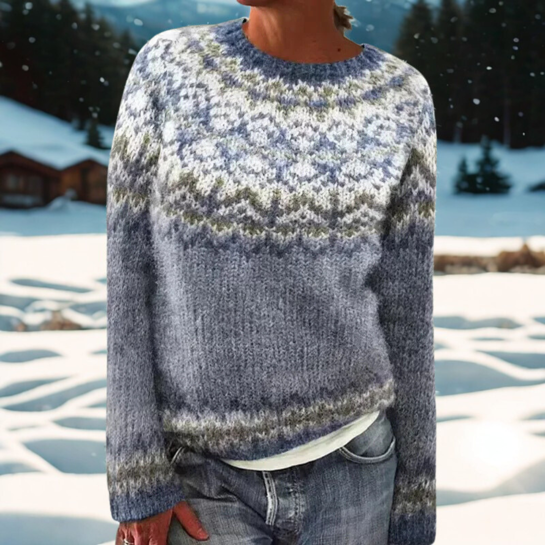 Cheryl – Knit Jumper with Woven Shoulder Pattern