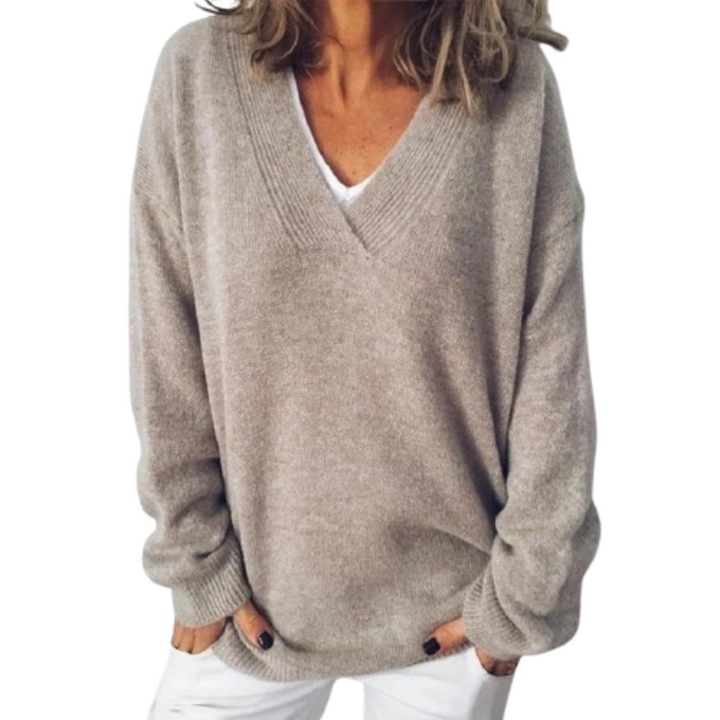 Yvonne – Relaxed V-Neck Knit Jumper