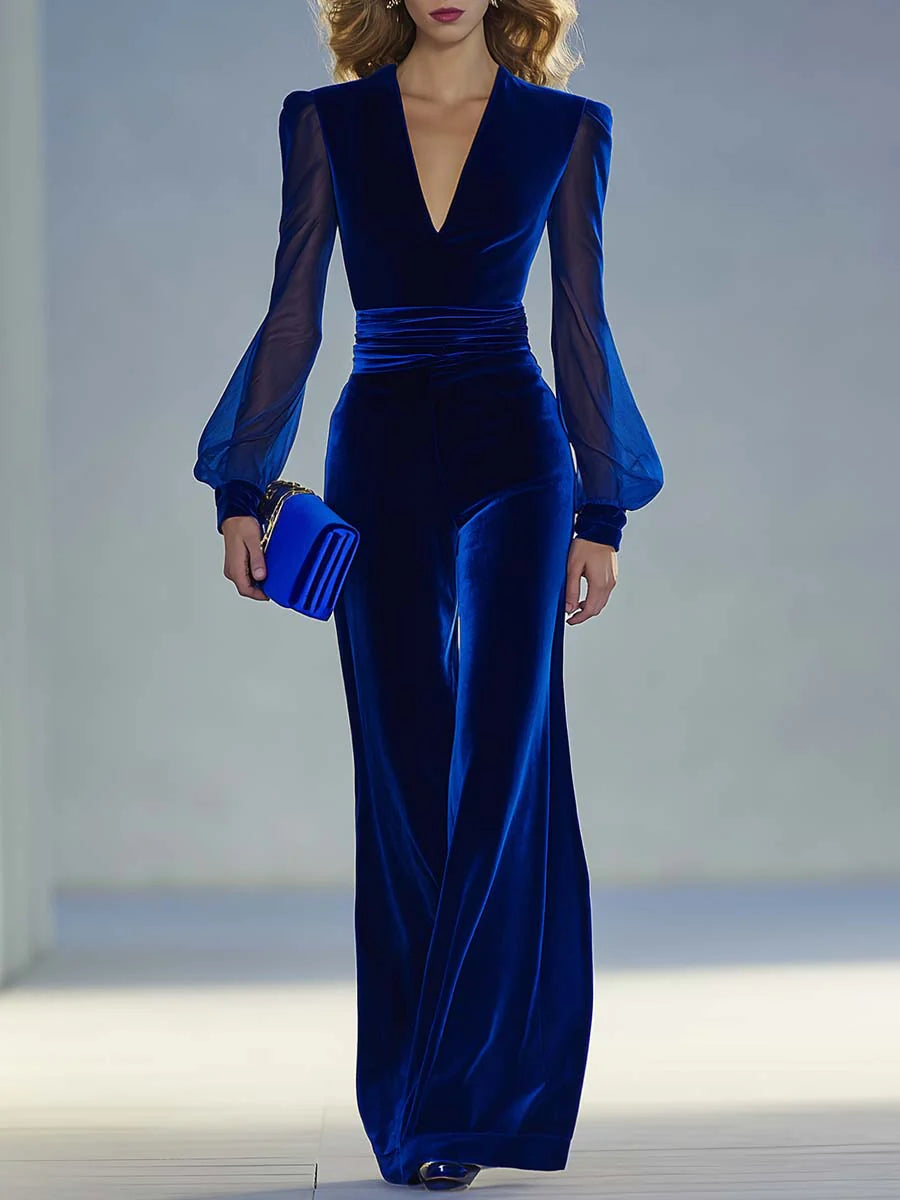 Sibyl – Velvet Wide-Leg Evening Jumpsuit