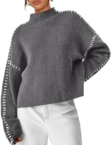 Mhairi – Oversized Ribbed Jumper with Whipstitch Detail