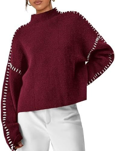 Mhairi – Oversized Ribbed Jumper with Whipstitch Detail