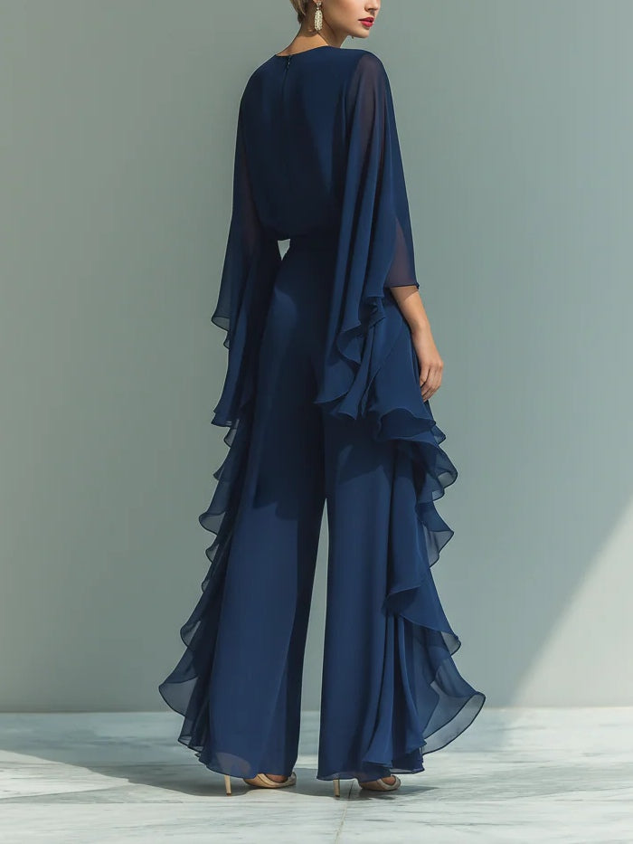 Emelia | Cape-Sleeve Evening Jumpsuit