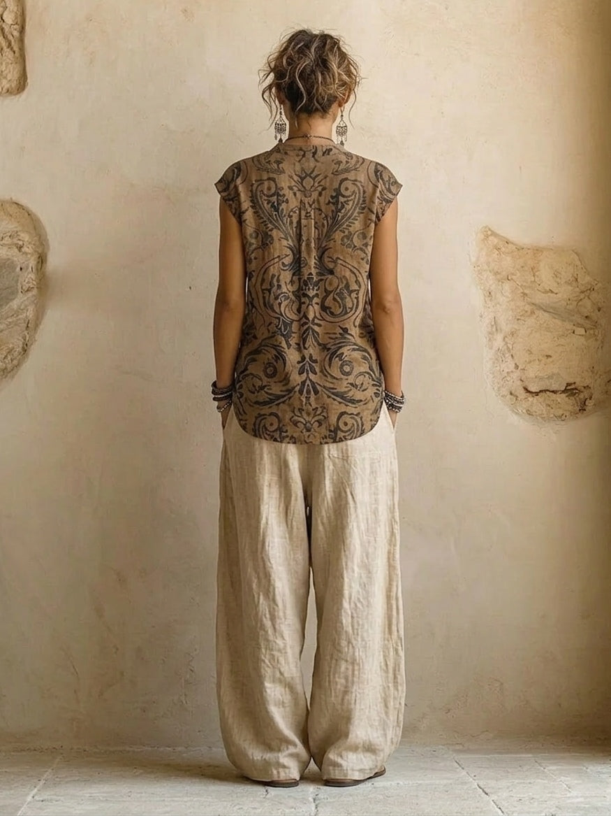Caoimhe – Layered Wide-Leg Three-Piece Set