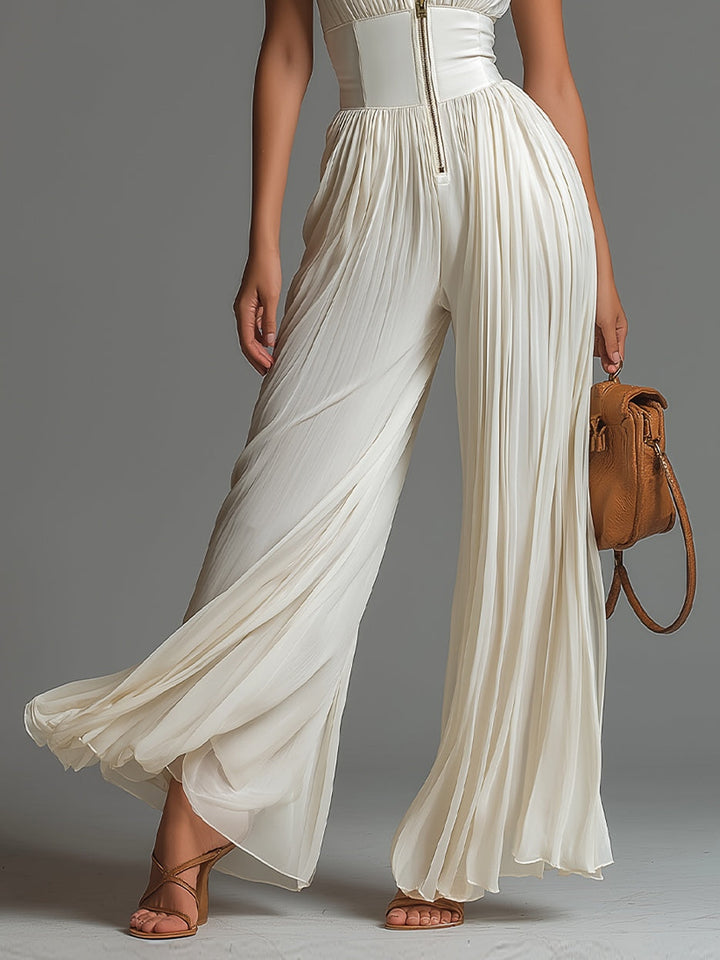 Myfanwy – Pleated Wide-Leg Elegant Jumpsuit