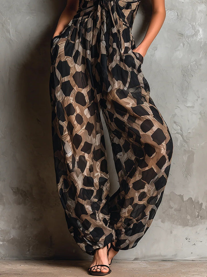 Bronagh – Wide-Leg Printed Spaghetti Strap Jumpsuit