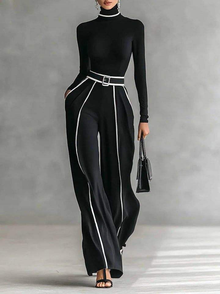 Violet | Polo Neck Wide-Leg Trousers Set