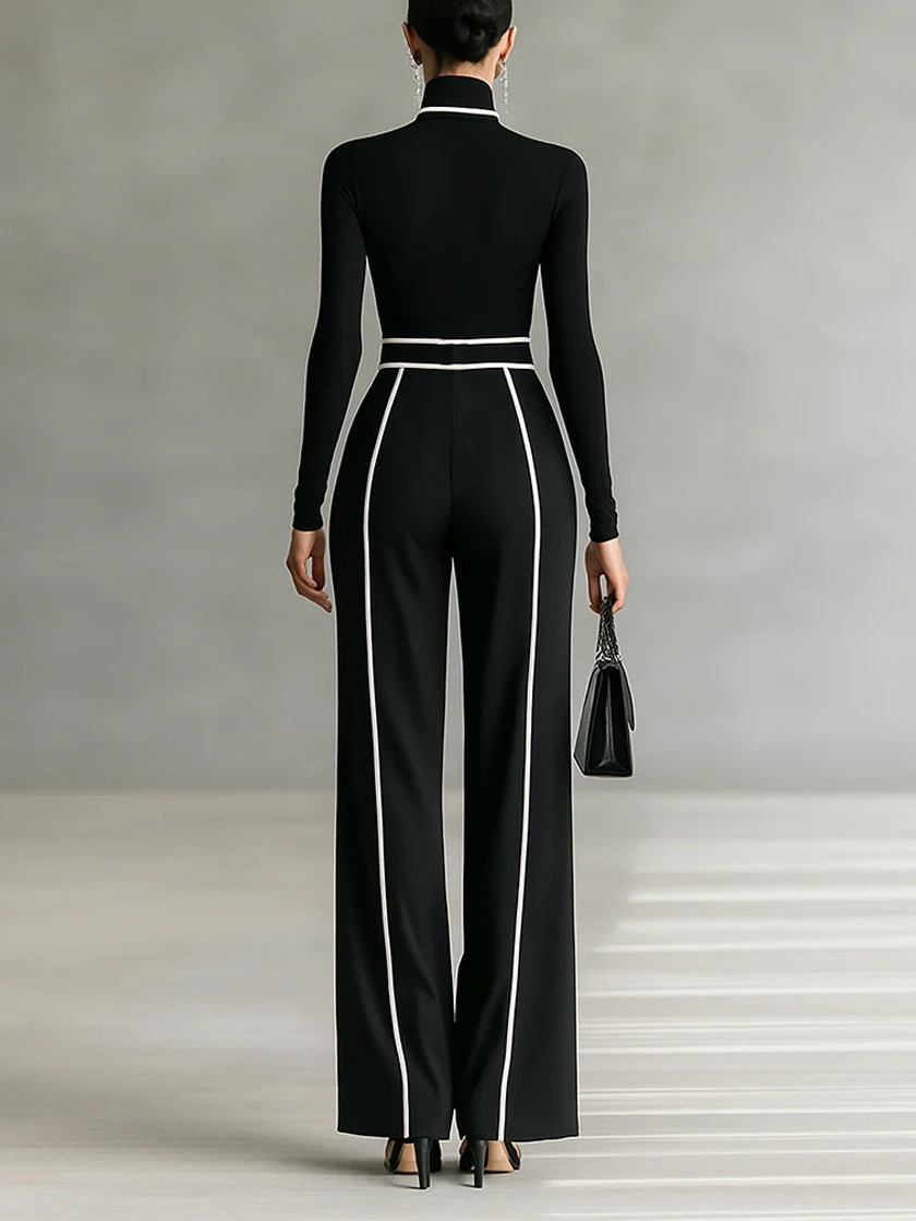 Violet | Polo Neck Wide-Leg Trousers Set