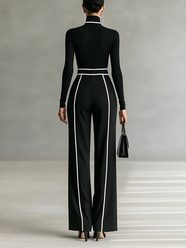 Violet | Polo Neck Wide-Leg Trousers Set