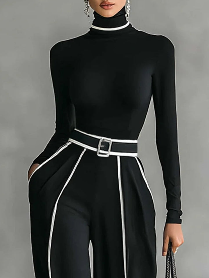 Violet | Polo Neck Wide-Leg Trousers Set