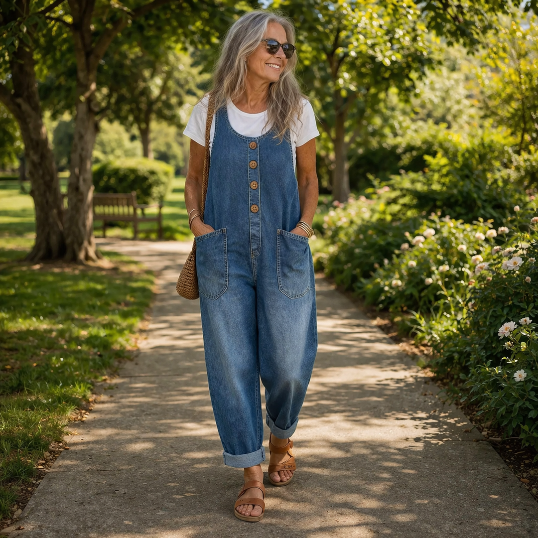 Frances – Relaxed Denim-Look Dungarees