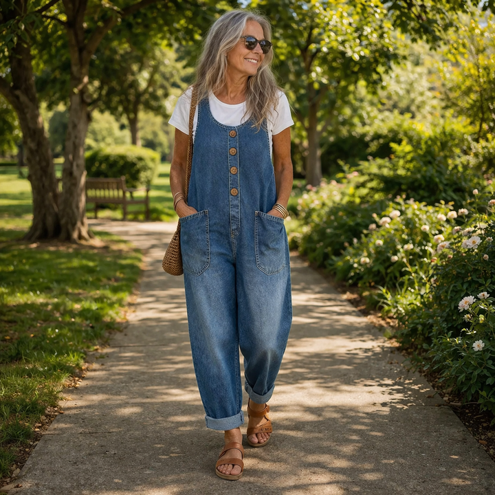 Frances – Relaxed Denim-Look Dungarees