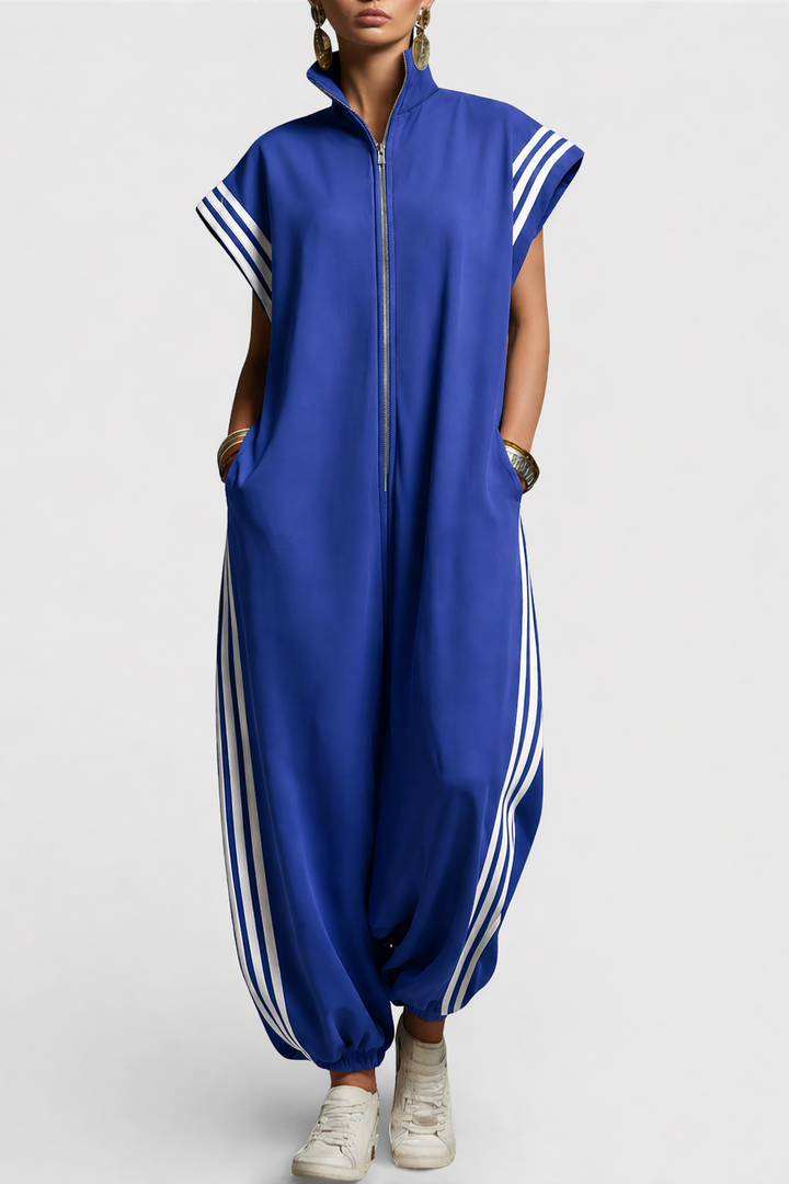 Sorcha – Relaxed Zip-Up Striped Jumpsuit