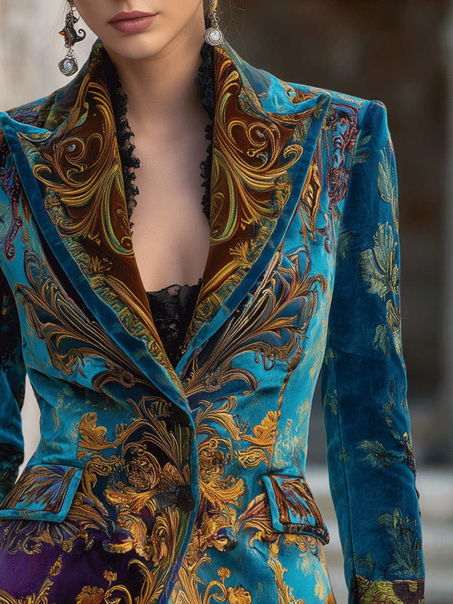 Imelda – Baroque Velvet-Look Tailored Blazer