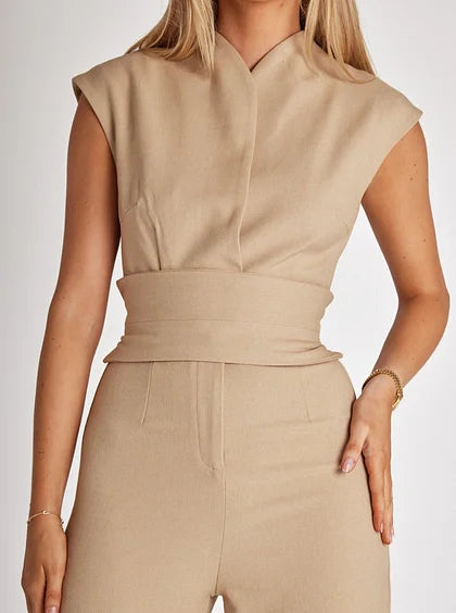 Mirren – Sleeveless Belted Wide-Leg Jumpsuit