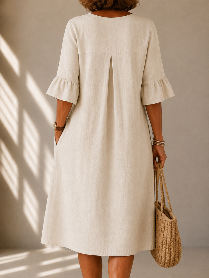 Janet – Relaxed Button-Front Midi Dress