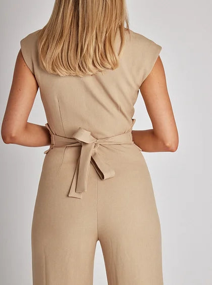 Mirren – Sleeveless Belted Wide-Leg Jumpsuit