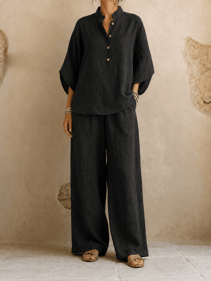 Zara – Batwing Blouse and Wide-Leg Trousers Set