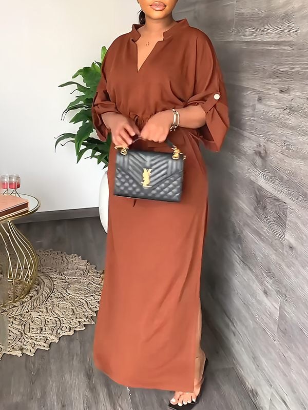 Esme – Drawstring Waist Casual Maxi Dress